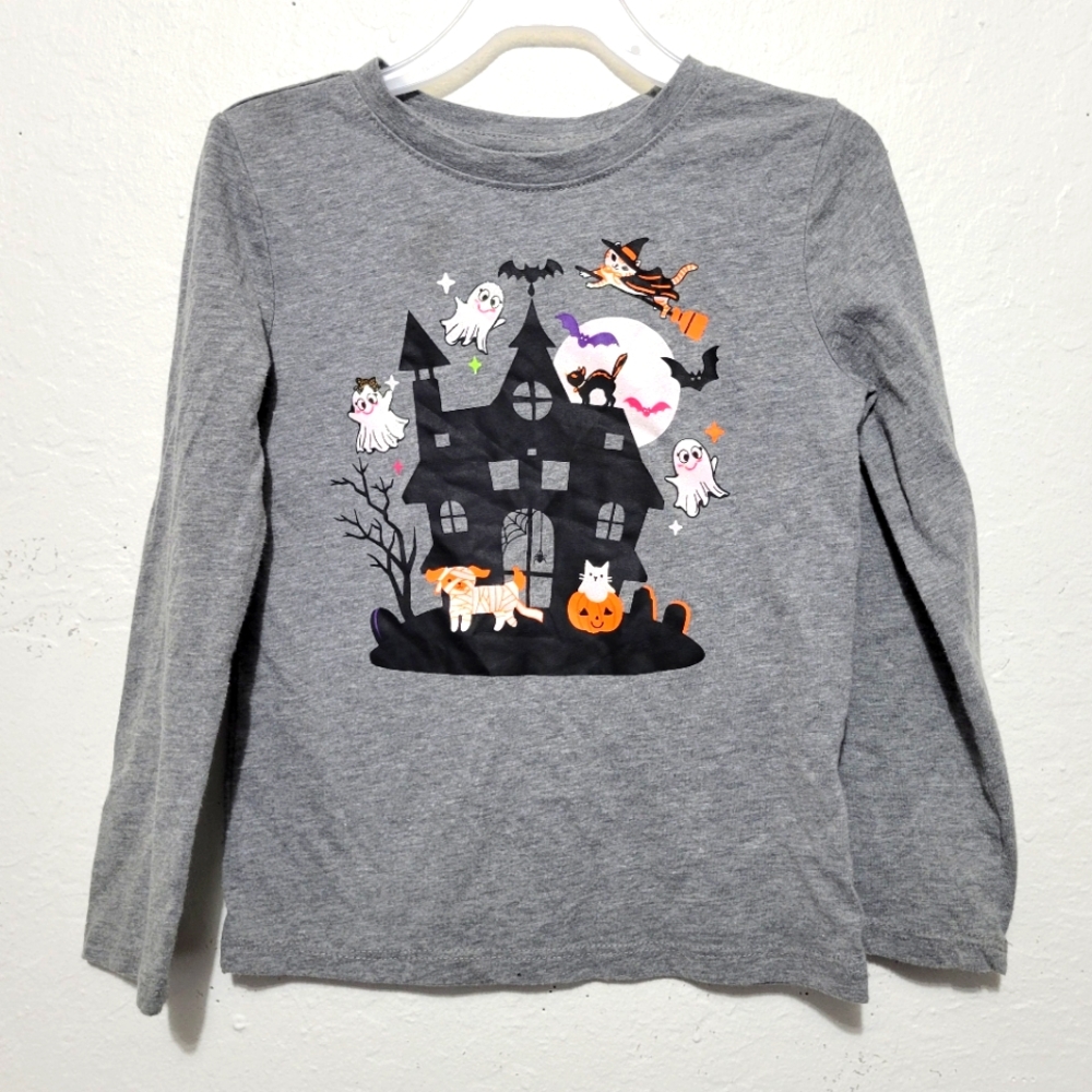 Way To Celebrate Gray Long Sleeve Halloween Kids Shirt XS(4-5)